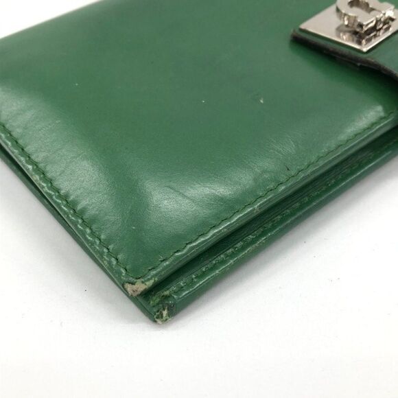 Salvatore Ferragamo | Emerald Green Gancini Smooth Leather Bi-fold Long Wallet - Picture 3 of 10